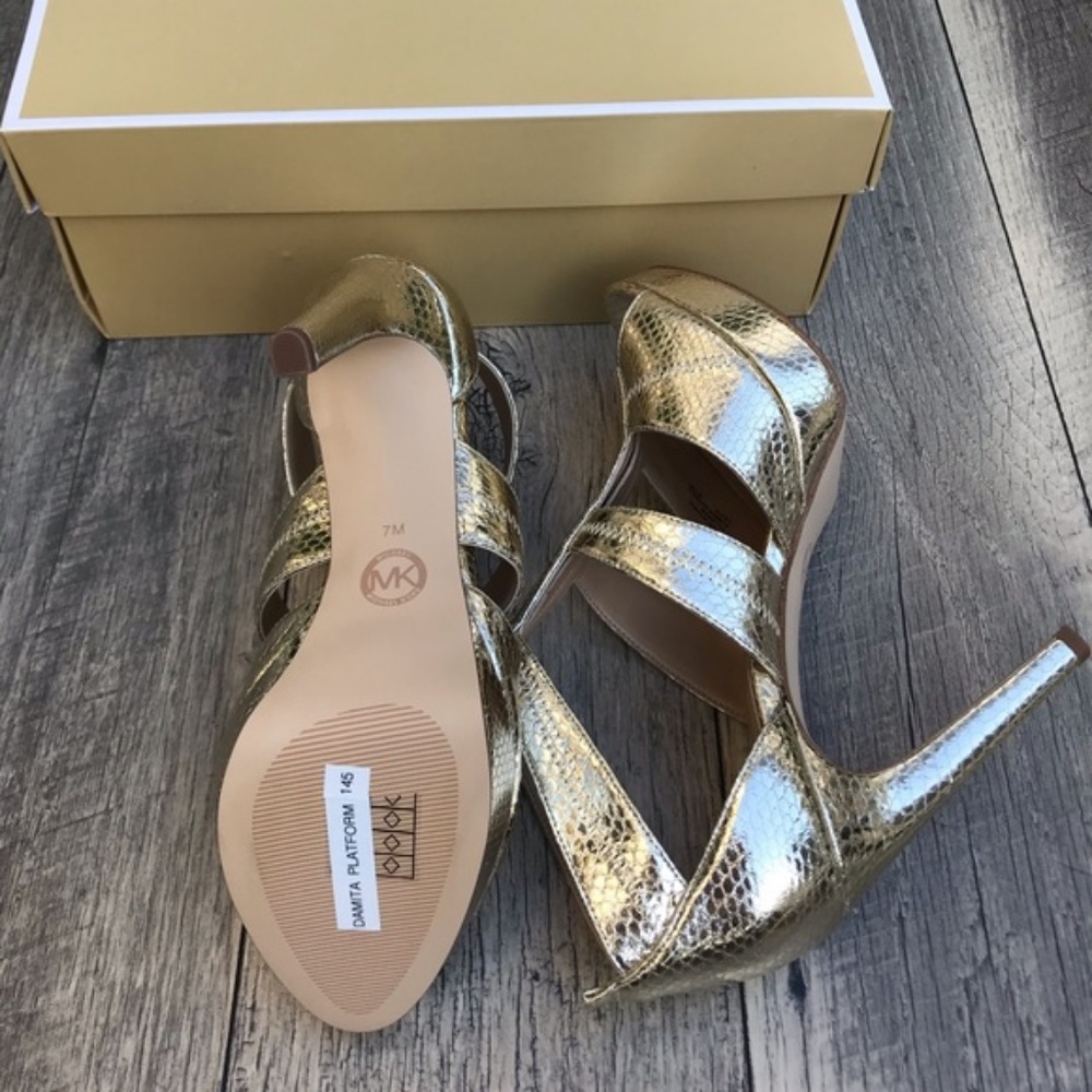 Michael Kors Damite Platform Embossed Pale Gold W - Picture 8 of 8